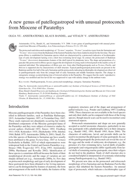 A New Genus of Patellogastropod with Unusual Protoconch from Miocene of Paratethys