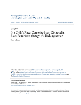 Centering Black Girlhood in Black Feminisms Through the Bildungsroman Taylor L