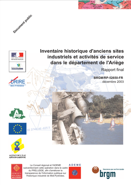 Inventaire Historique D'anciens Sites Industriels Et Activités De Service Dans Le Département De L'ariège Rapport Final