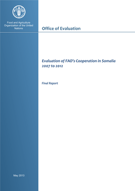 Evaluation of FAO's Cooperation in Somalia 2007 to 2012