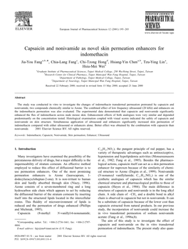 Capsaicin and Nonivamide As Novel Skin Permeation Enhancers for Indomethacin