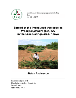 Study of the Spread of Prosopis Juliflora in the Lake Baringo Area