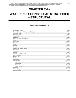 Volume 1, Chapter 7-4A: Water Relations: Leaf Strategies-Structural