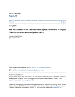 The Role of Mail in the First Womenâ•Žs Rights Movement