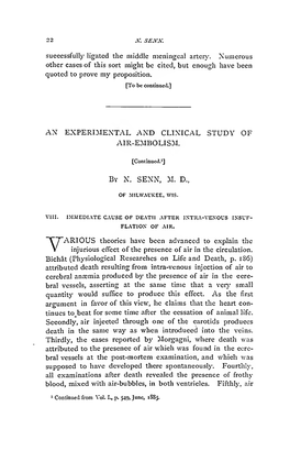 An Experimental and Clinical Study of Air-Embolism