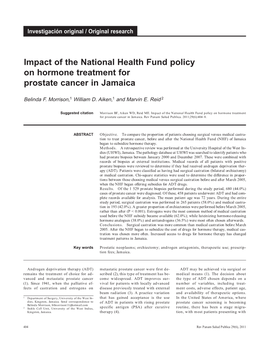 Impact of the National Health Fund Policy on Hormone Treatment for Prostate Cancer in Jamaica