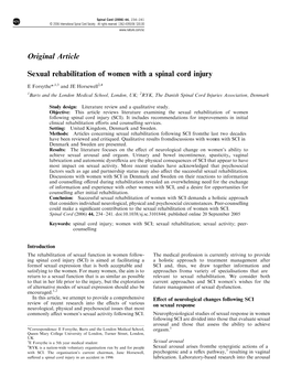 Sexual Rehabilitation of Women with a Spinal Cord Injury