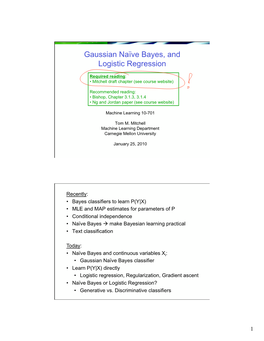 Gaussian Naïve Bayes, and Logistic Regression