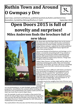 Ruthin Town and Around O Gwmpas Y Dre Open Doors 2015 Is Full Of