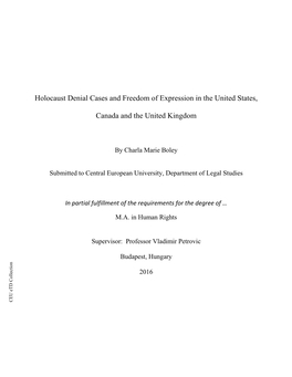 Holocaust Denial Cases and Freedom of Expression in the United States