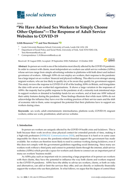 We Have Advised Sex Workers to Simply Choose Other Options”—The Response of Adult Service Websites to COVID-19