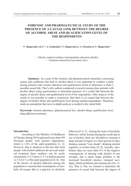 Forensic and Pharmaceutical Study of the Presence of a Causal Link