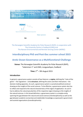 Interdisciplinary Phd and Post-Doc Summer School 2015 Arctic Ocean