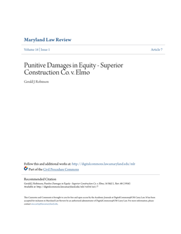 Punitive Damages in Equity - Superior Construction Co