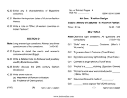 SECTION-A Q.1 'Stola' Was a ___Costume