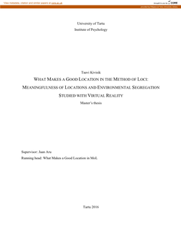 What Makes a Good Location in the Method of Loci