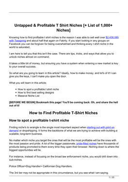 [+ List of 1000+ Niches] How to Find Profitable T-Shirt Niches