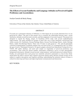 The Effects of Accent Familiarity and Language Attitudes on Perceived English Proficiency and Accentedness