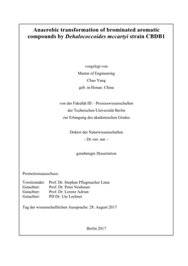 Anaerobic Transformation of Brominated Aromatic Compounds by Dehalococcoides Mccartyi Strain CBDB1