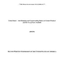 U.S. Second Written Submission Products and the Use of Facts Available (DS539) October 24, 2019 – Page Ii