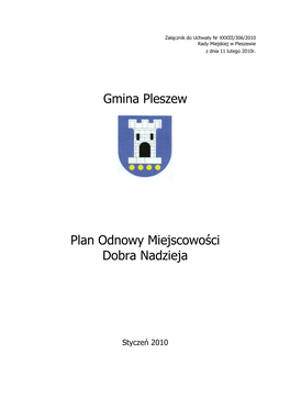 Gmina Pleszew Plan Odnowy Miejscowości Dobra Nadzieja