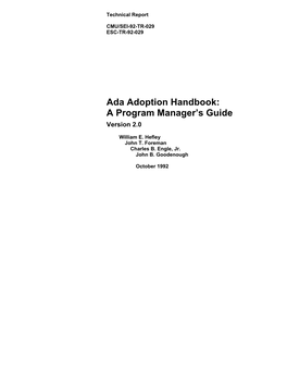 ADA Adoption Handbook: a Program Manager's Guide, Version
