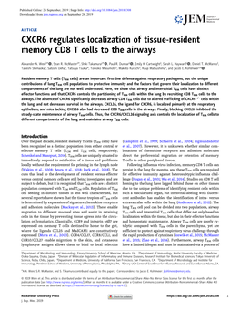 CXCR6 Regulates Localization of Tissue-Resident Memory CD8 T Cells to the Airways
