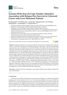 Genome-Wide Scan for Copy Number Alteration Association with Relapse-Free Survival in Colorectal Cancer with Liver Metastasis Patients
