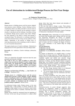Use of Abstraction in Architectural Design Process (In First Year Design Studio)