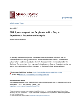 FTIR Spectroscopy of Hot Exoplanets: a First Step in Experimental Procedure and Analysis