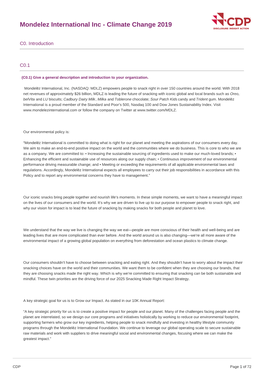 Mondelez International Inc - Climate Change 2019