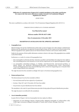 Publication of a Communication of Approval of a Standard