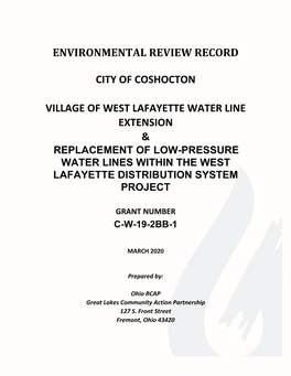 ENVIRONMENTAL REVIEW RECORD City of Coshocton GRANT # C-W-19-2BB-1