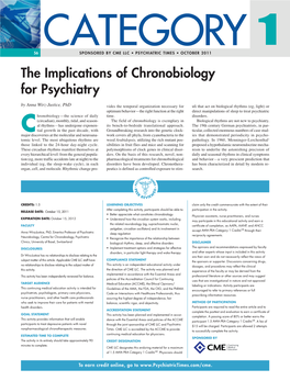 The Implications of Chronobiology for Psychiatry