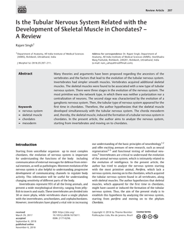 Is the Tubular Nervous System Related with the Development of Skeletal Muscle in Chordates? – Areview