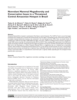 Nonvolant Mammal Megadiversity and Conservation Issues in A