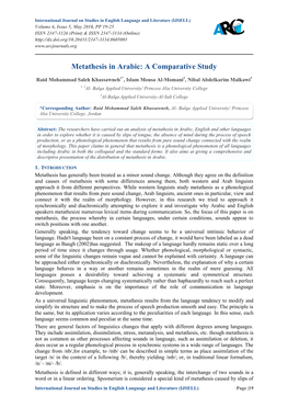 Metathesis in Arabic: a Comparative Study