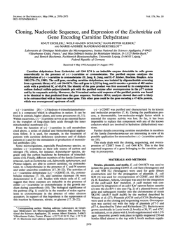 Gene Encoding Carnitine Dehydratase