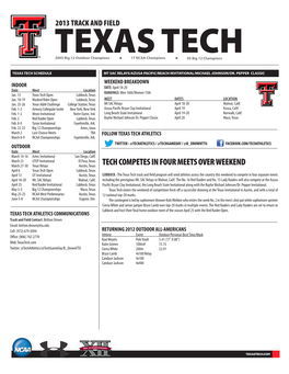 Tech Competes in Four Meets Over Weekend