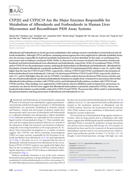 CYP2J2 and CYP2C19 Are the Major Enzymes Responsible for Metabolism of Albendazole and Fenbendazole in Human Liver Microsomes and Recombinant P450 Assay Systems