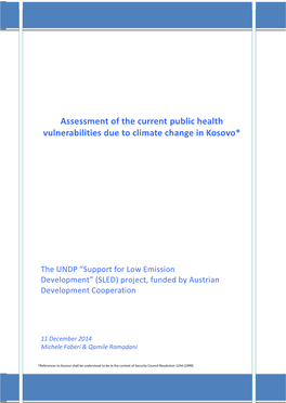 Assessment of the Current Public Health Vulnerabilities Due to Climate Change in Kosovo*