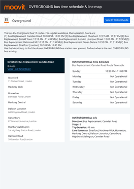 OVERGROUND Bus Time Schedule & Line Route