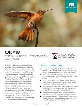 COLOMBIA AUDUBON SOCIETY of NORTHERN VIRGINIA January 1-10, 2020