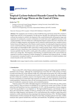 Tropical Cyclone-Induced Hazards Caused by Storm Surges and Large Waves on the Coast of China