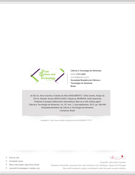 Redalyc.Potential of Quixaba (Sideroxylon Obtusifolium) Latex As