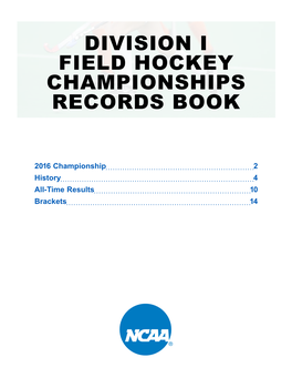 Field Hockey Championships Records Book