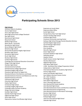 Participating Schools Since 2013