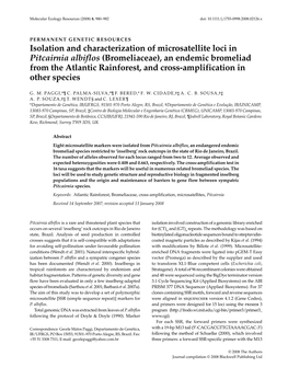 Isolation and Characterization of Microsatellite Loci in Pitcairnia Albiflos