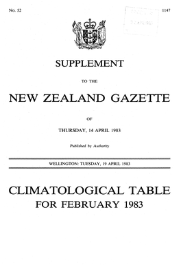 New Zealand Gazette Climatological Table