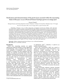 Purification and Characterization of the Pectin Lyase Secreted Within the Macerating Fluid of Rhizopus Oryzae (Went & Prinsen Geerligs) Grown on Orange Peel